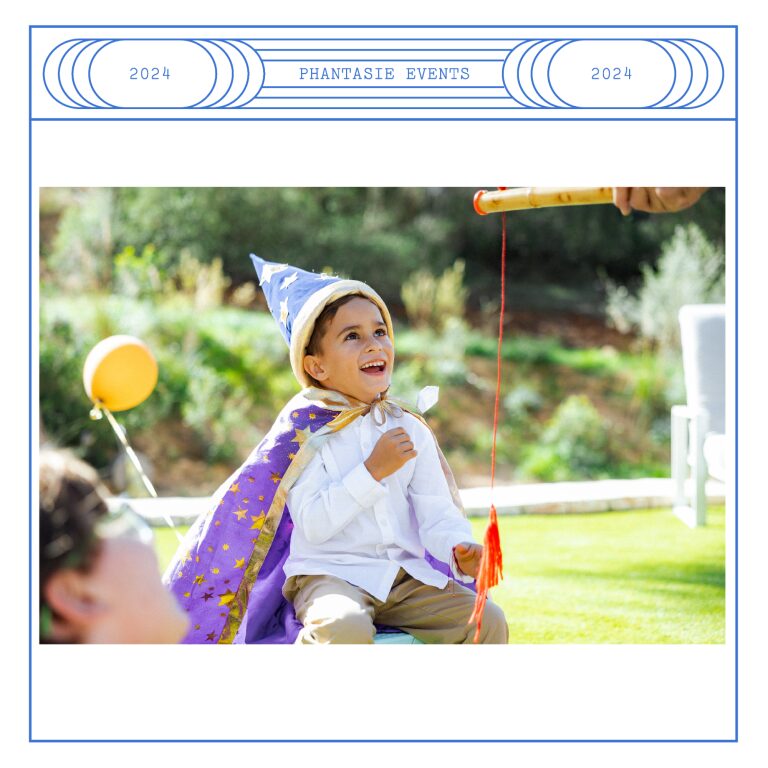 Child dressed as a wizard enjoying a party game