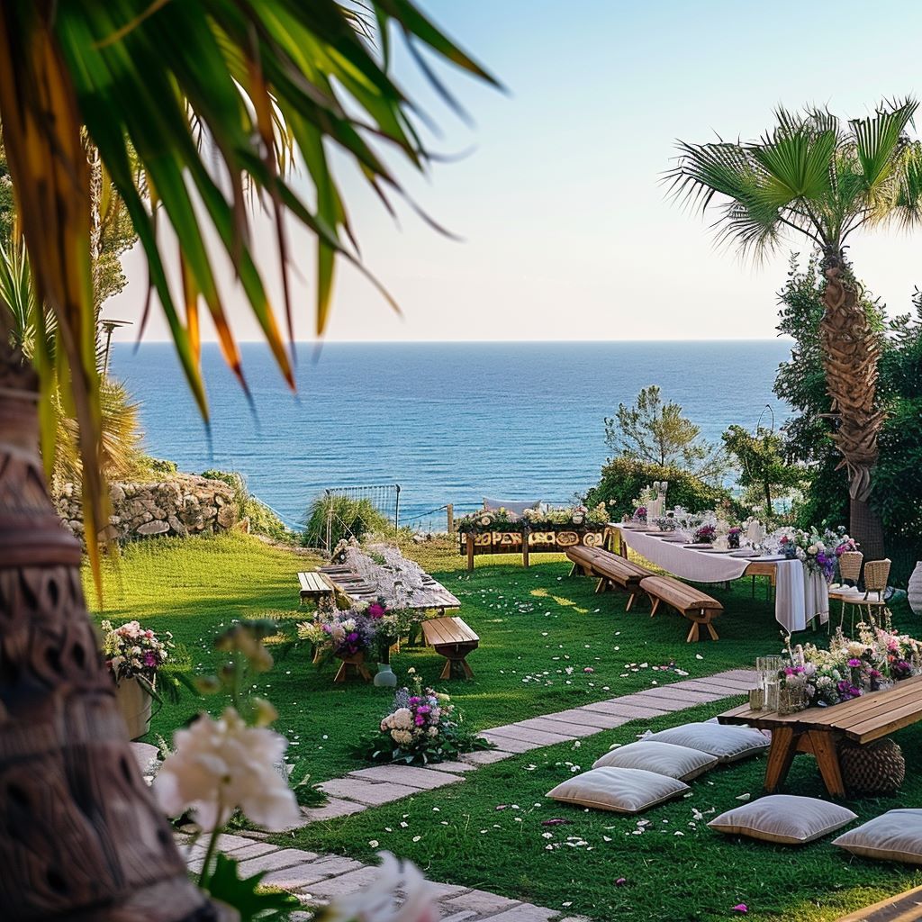 Outdoor Mallorca wedding venue with sea view
